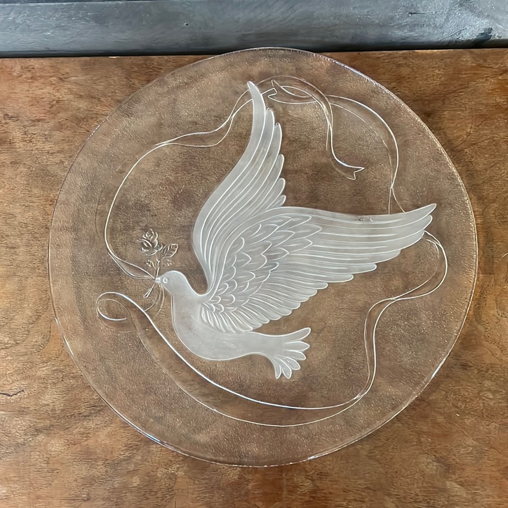 Dove Glass Serving Plate